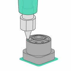 カメラモジュールへのUV接着剤塗布