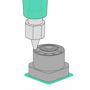 カメラモジュールへのUV接着剤塗布