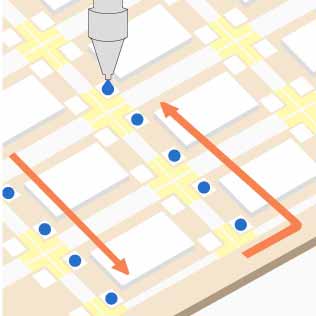 導電性ペーストの微少点塗布